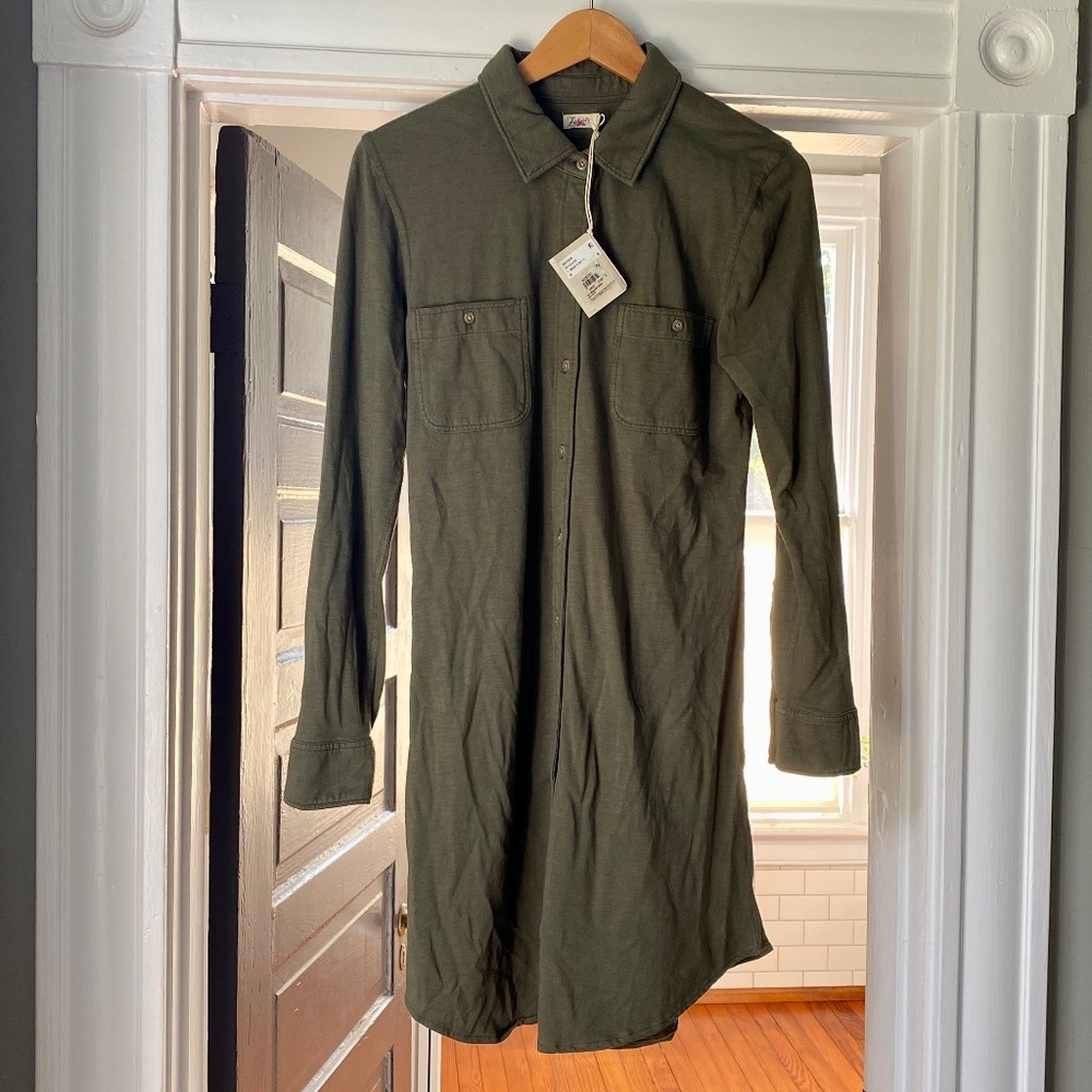 Faherty Knit Seasons Button Up Long Sleeve Shirt Dress 100% Cotton